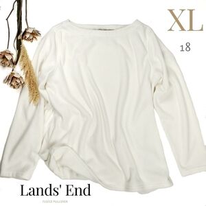 New Lands' End Cream Super Soft Fleece Pullover Sz XL / 18